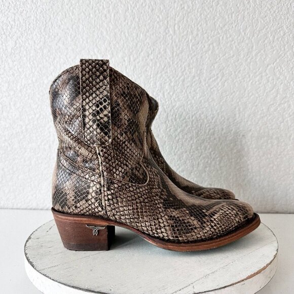 Lane PLAIN JANE Womens Short Cowboy Boots 5.5 Cowgirl Western Brown Animal Print - Picture 2 of 11